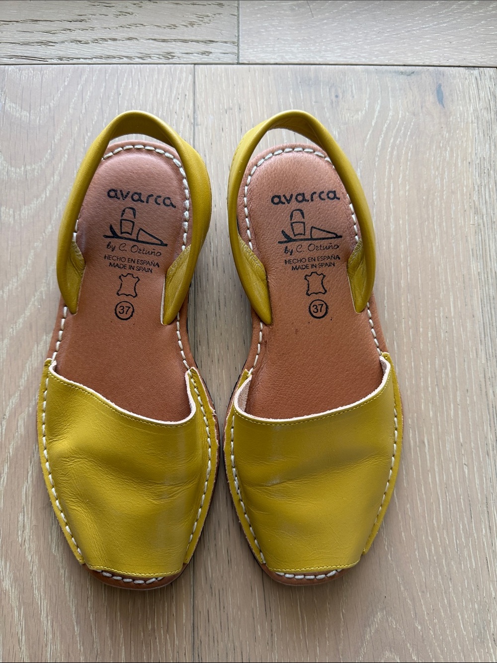 Avarca Yellow Leather Slingback Sandals